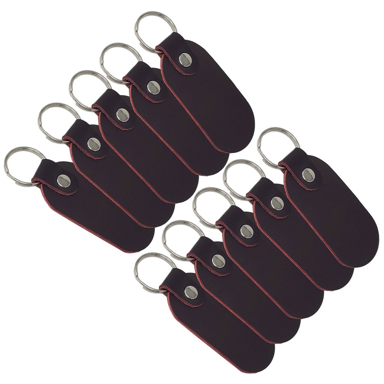 Oval Leather Keychains Kit – Full-Grain Latigo, 10-Pack, Engraving & Foil Stamping Ready, DIY Personalized Keyrings